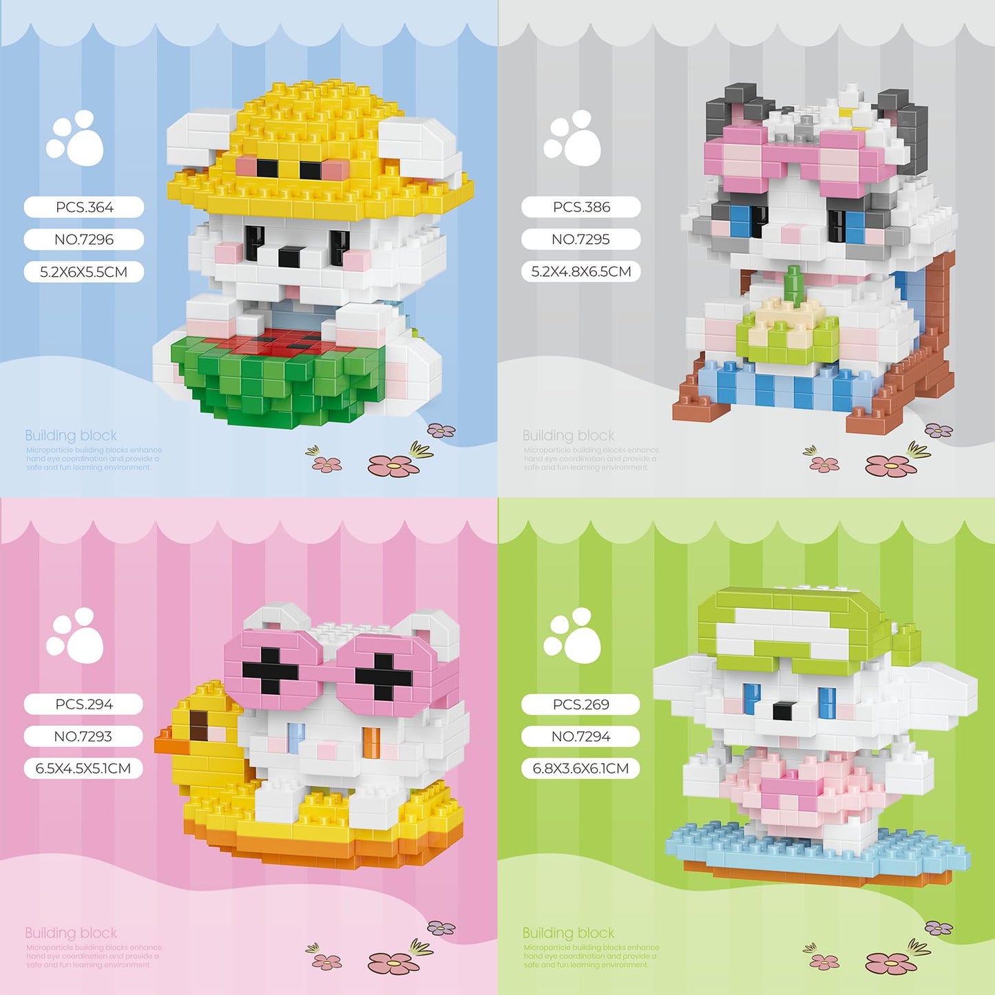 Hjplpxh Cat And Dog Micro Mini Building Block Sets Birthday Gift For Kids, Animals Buildling Model Kits, Mini Bricks Cat And Dog