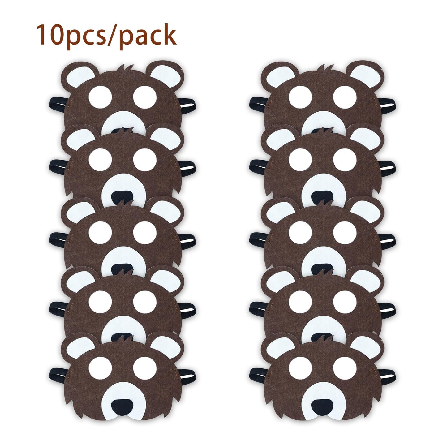 Jtnohx Felt Animal Masks, 10 Pcs Halloween Mask, Animal Costume For Birthday Party Supplies (Bear Mask)