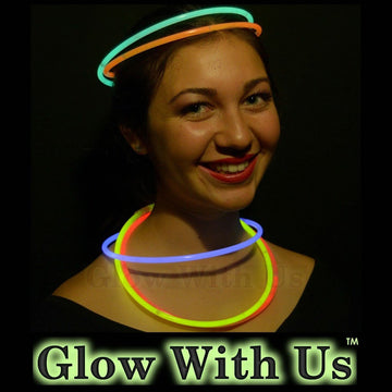 Glow Sticks Bulk Wholesale Necklaces, 1200 22    Assorted Glow Stick Necklaces, Bright Color, Glow 8-12 Hrs, Connector Pre-Attac