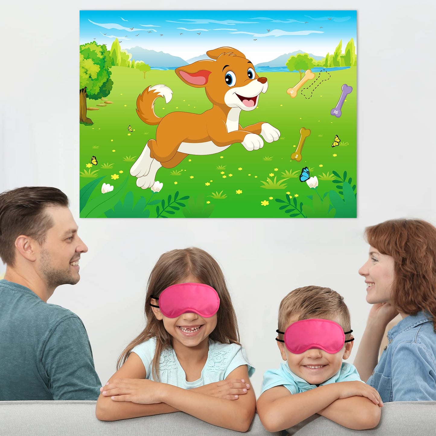 Morcheiong Pin The Tail On The Dog Birthday Party Game With 48Pcs Bones, Give The Puppy Dog A Bone Game For Kids Dog Birthday Party Supplies Decorations