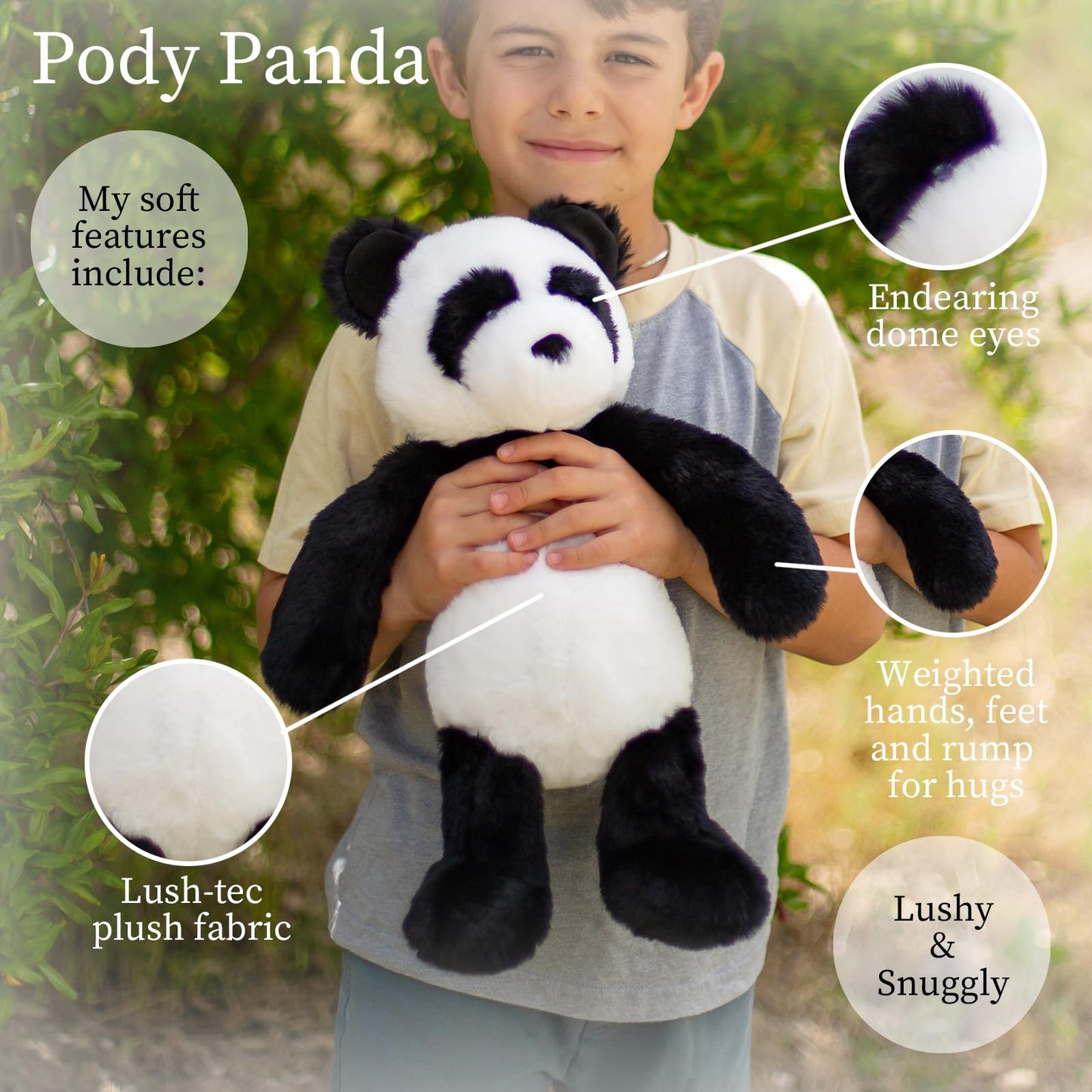 World'S Softest Plush Pody Panda, Lushee, Large, 16'' Stuffed Animal For Baby, Toddler, Kids, Adults - Panda Plush Toy-Adorable