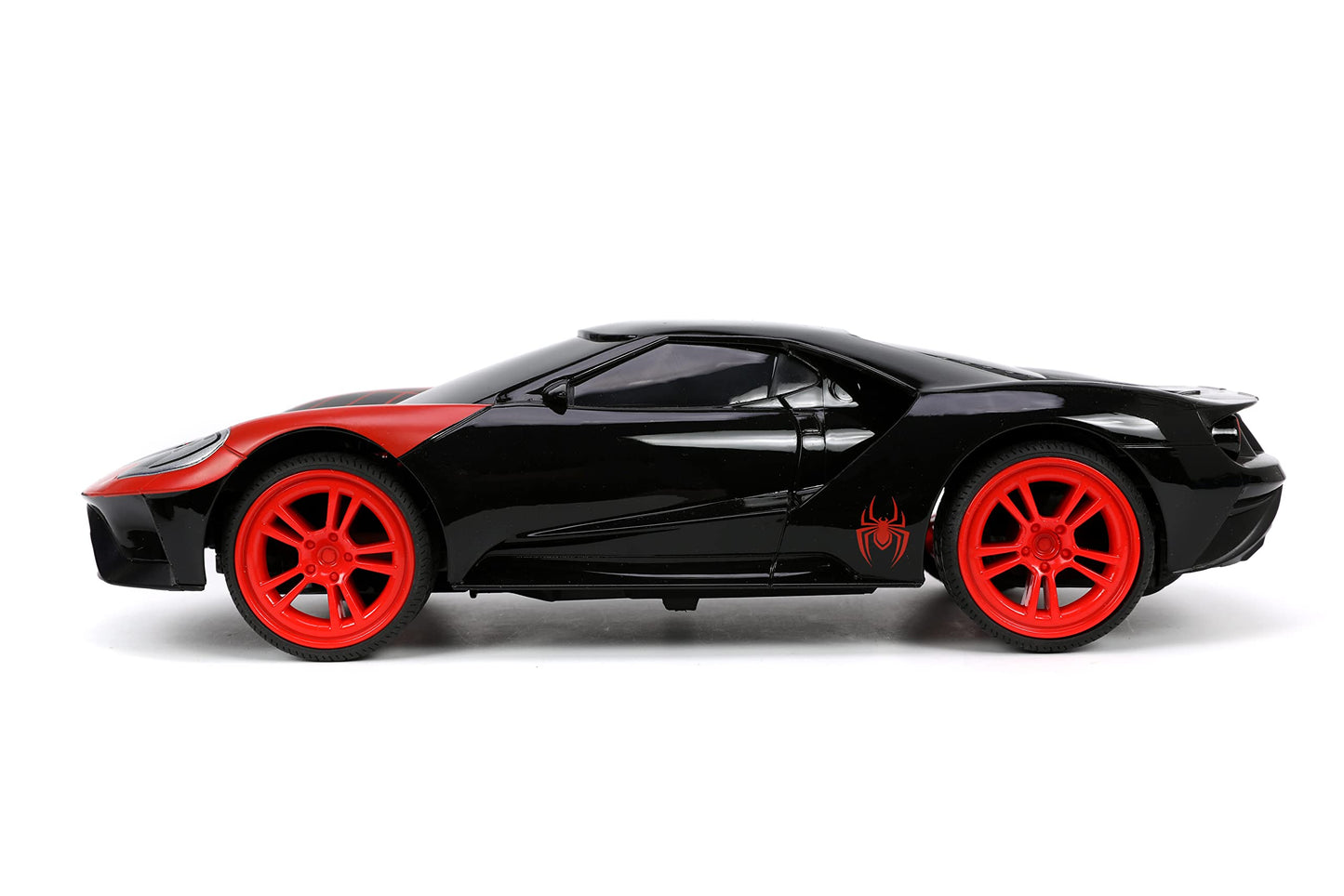 Jada Toys Marvel Spider-Man 1:16 Miles Morales 2017 Ford GT RC Remote Control Car 2.4GHz, Toys for Kids and Adults, Black