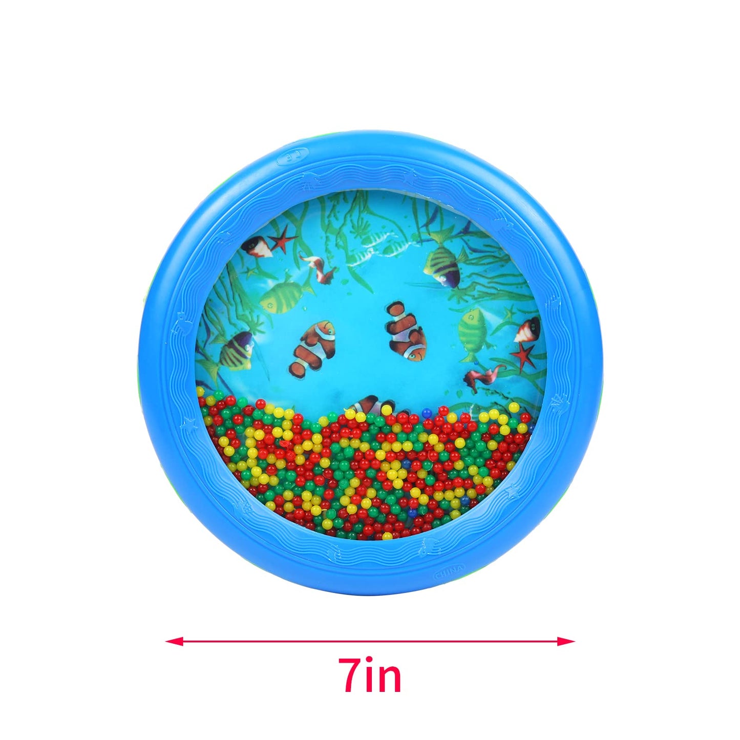 Musfunny Ocean Drum Wave Bead Drum Gentle Sea Sound Music Gift Musical Educational Sea Sound Drum Tool For Kid Child Baby (Blue)