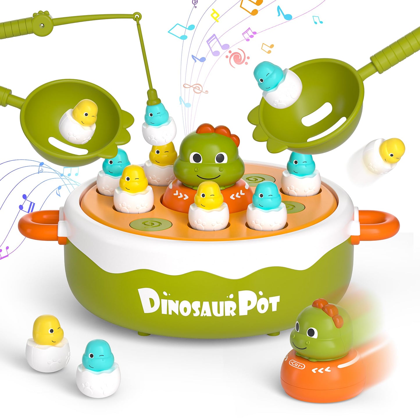 Uneede 4 In 1 Bounce And Catch Dinosaur Toys, Magnetic Fishing Game, Tic Tac Toe, Bowling And Pop Up Family Operation Game, Chri