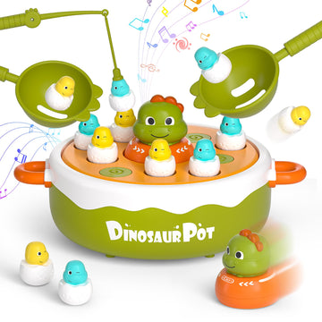 Uneede 4 In 1 Bounce And Catch Dinosaur Toys, Magnetic Fishing Game, Tic Tac Toe, Bowling And Pop Up Family Operation Game, Chri