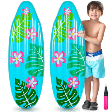 Foilswirl 2 Pcs 3 Ft Luau Inflatable Surfboard For Beach Inflatable Surf Board Luau Decoration Tropical Pool Surfboard Float For