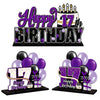 Lingteer Happy 17Th Birthday Purple Acrylic Table Topper Centerpieces Set - Cheers To Seventeen Years Old Birthday 17Th Bday Party Gift Decorations.