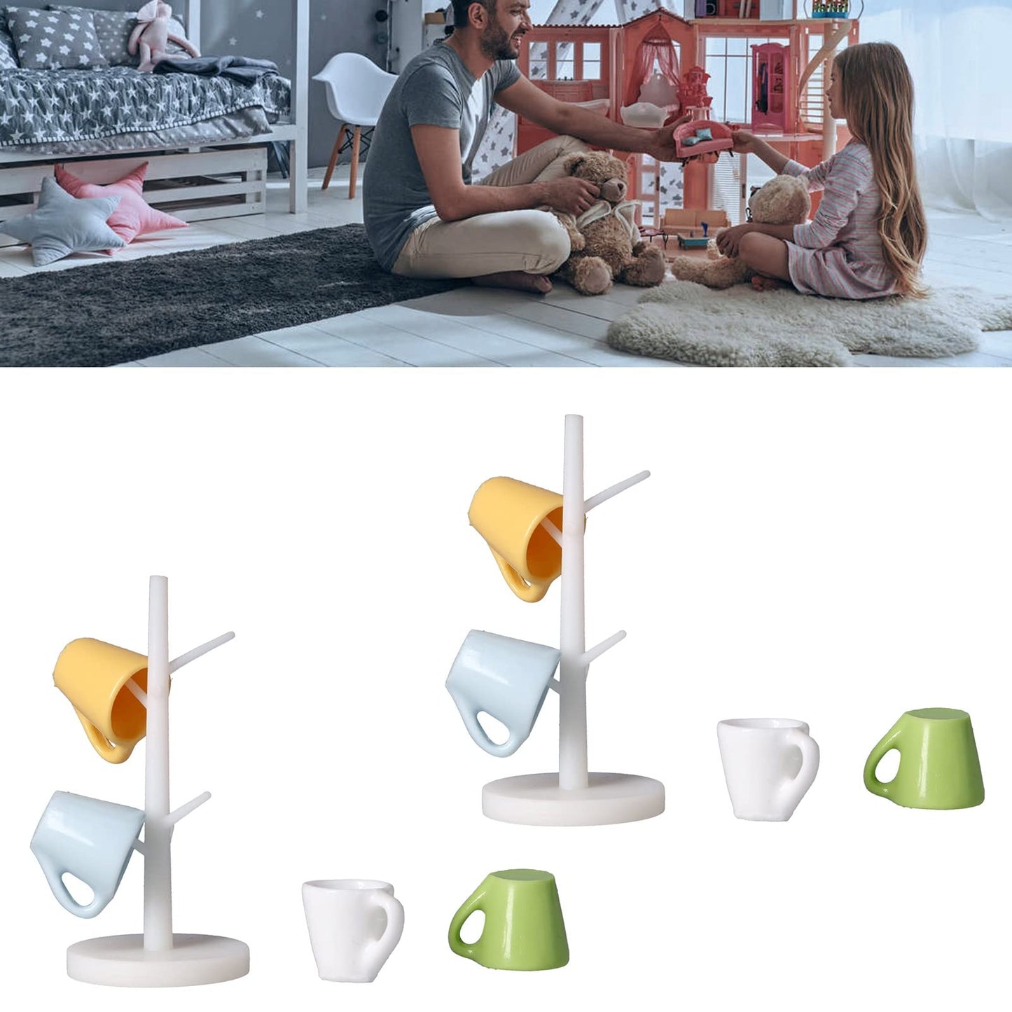 Agatige Dollhouse Cup Set, Mini Furniture Miniature Tea Set For Doll House Decoration(Cup Set)