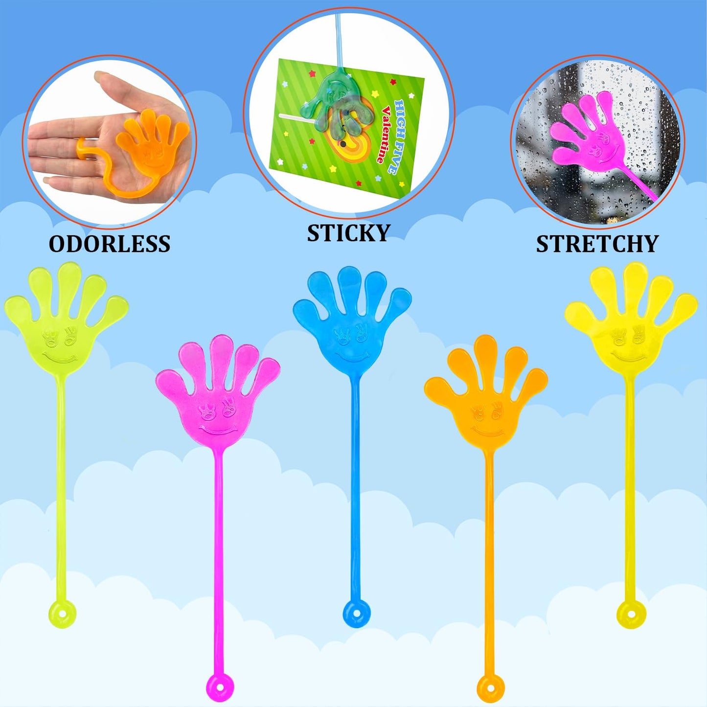 Preschool Valentines Gifts For Kids Class 28 Pack, Valentines Day Slappy Sticky Hands Toys With School Exchange Cards, Valentine