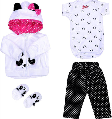 scnbom Reborn Baby Dolls Girl Clothes for 17-22inch Outfits Accesories (Panda 4pcs Set)