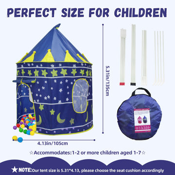 Prince Tent Boys Large Playhouse Kids Castle Play Tent Toy For Children Indoor And Outdoor Games, 53'' X 42'' (Hxd)