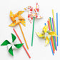 Poen DIY Pinwheels DIY Craft White Blank Paper Pinwheels Color Your Own Pinwheels for Kids Boys Girls Summer Activity Arts and C