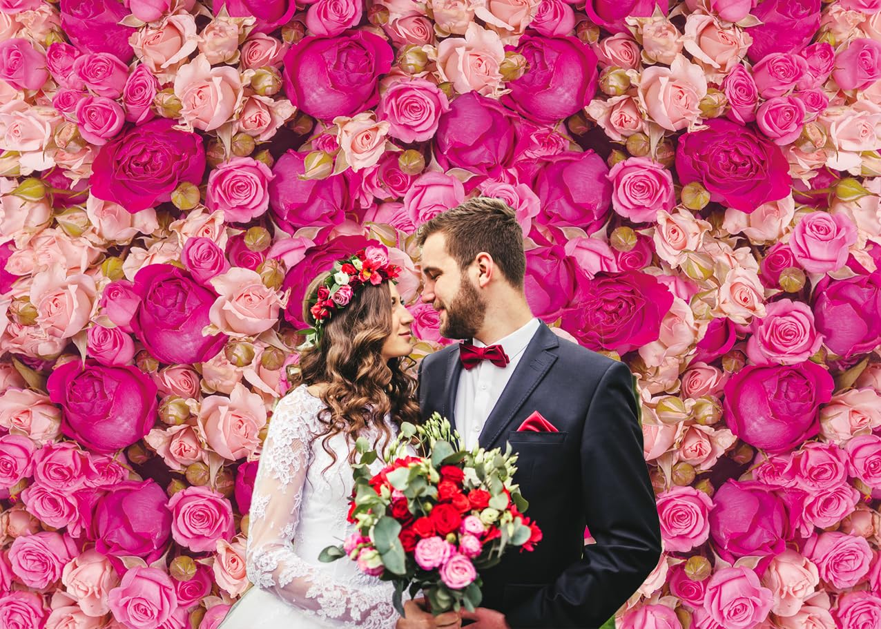 Pink Red Rose Wall Background Spring Flowers Photography Backdrop Girls Princess Birthday Baby Shower Wedding Valentines Day Mo