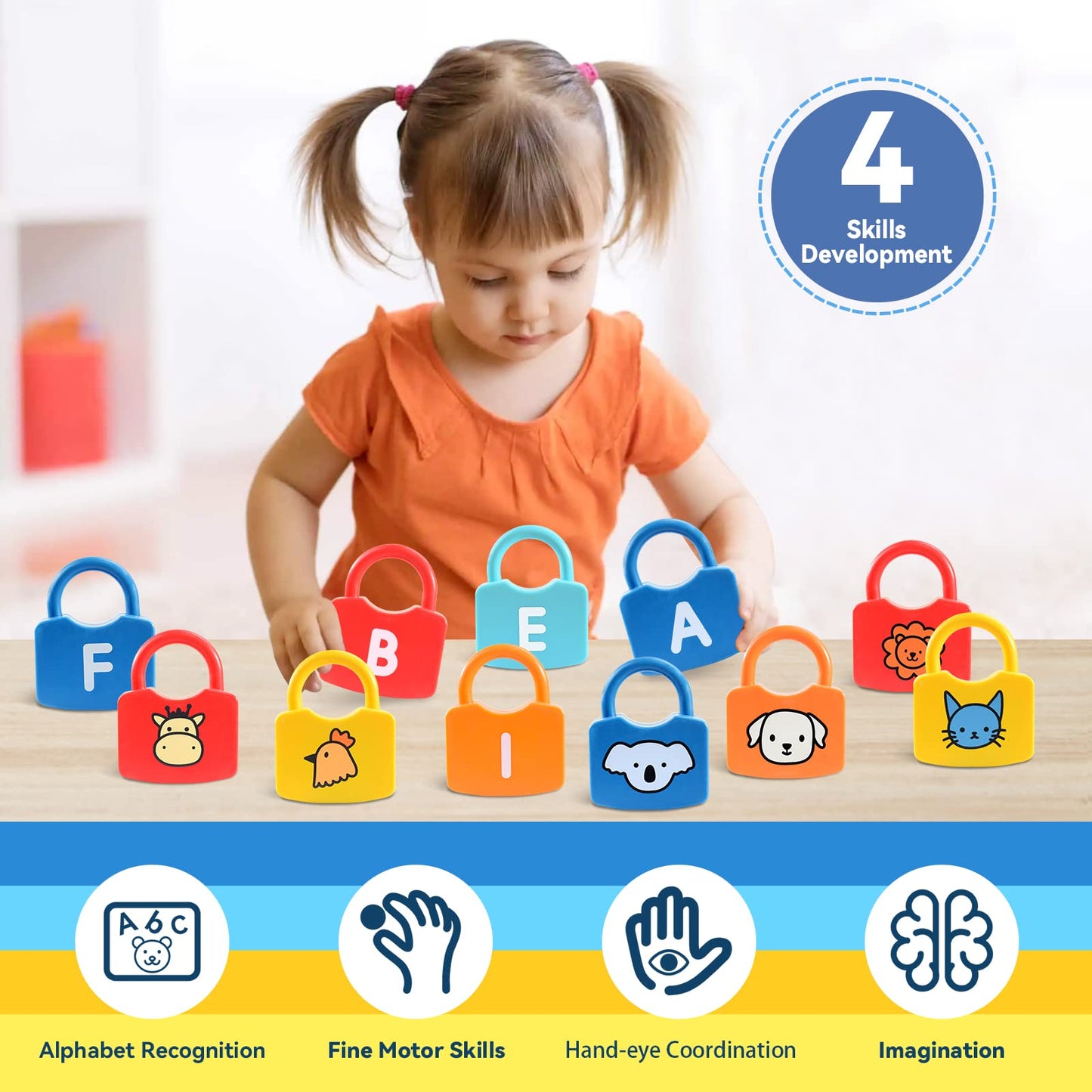 Yydeek Montessori Toys For 3 Year Old, Preschool Activities Toys Games For Toddler, Lock And Key Counting Toys For Toddlers, Math Manipulatives For Preschool Kindergarten Alphabet Learning