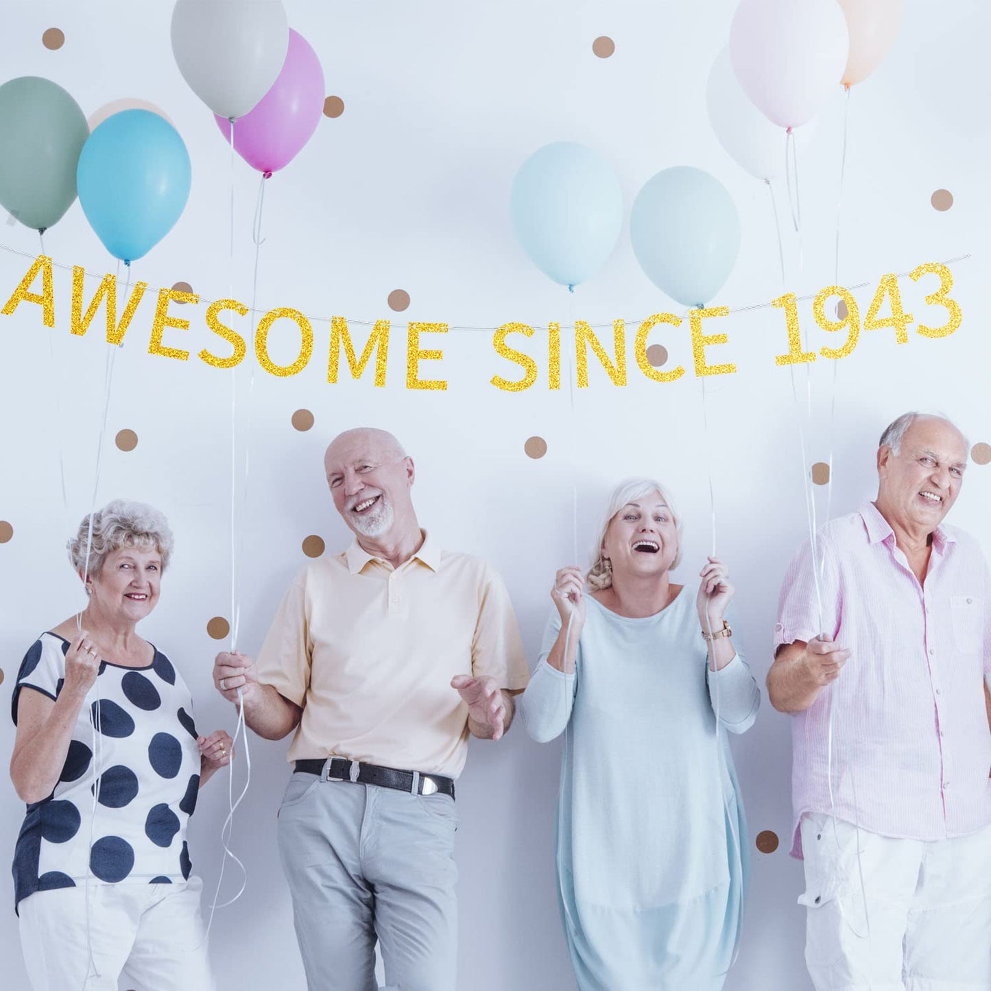 Awesome Since 1943 Banner Pre-Strung Happy 81St Birthday Banner Gold Glittery 81 Eighty One Years Old Birthday Party Decorations