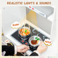 Interactive Wooden Toy Play Kitchen Playset For Kids - Realistic Lights & Sounds, Corner Design With 8 Accessories, Gift For Gir