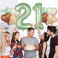Biapian 40 Inch Sage Green Number 21 Balloons, Large Foil Number 2 & 1 Balloons With 18'' Olive Green Heart Balloon For 21St Yea