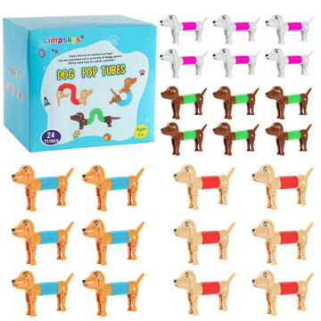 Easter Egg Fillers, Dog Pop Tubes, Easter Basket Stuffers, Dog Fidgets, Stretch Dog Toy, Dog Party Favors,Small Toys,Dog Toys For Kids,Autism Sensory Products(24 Pcs Dog)