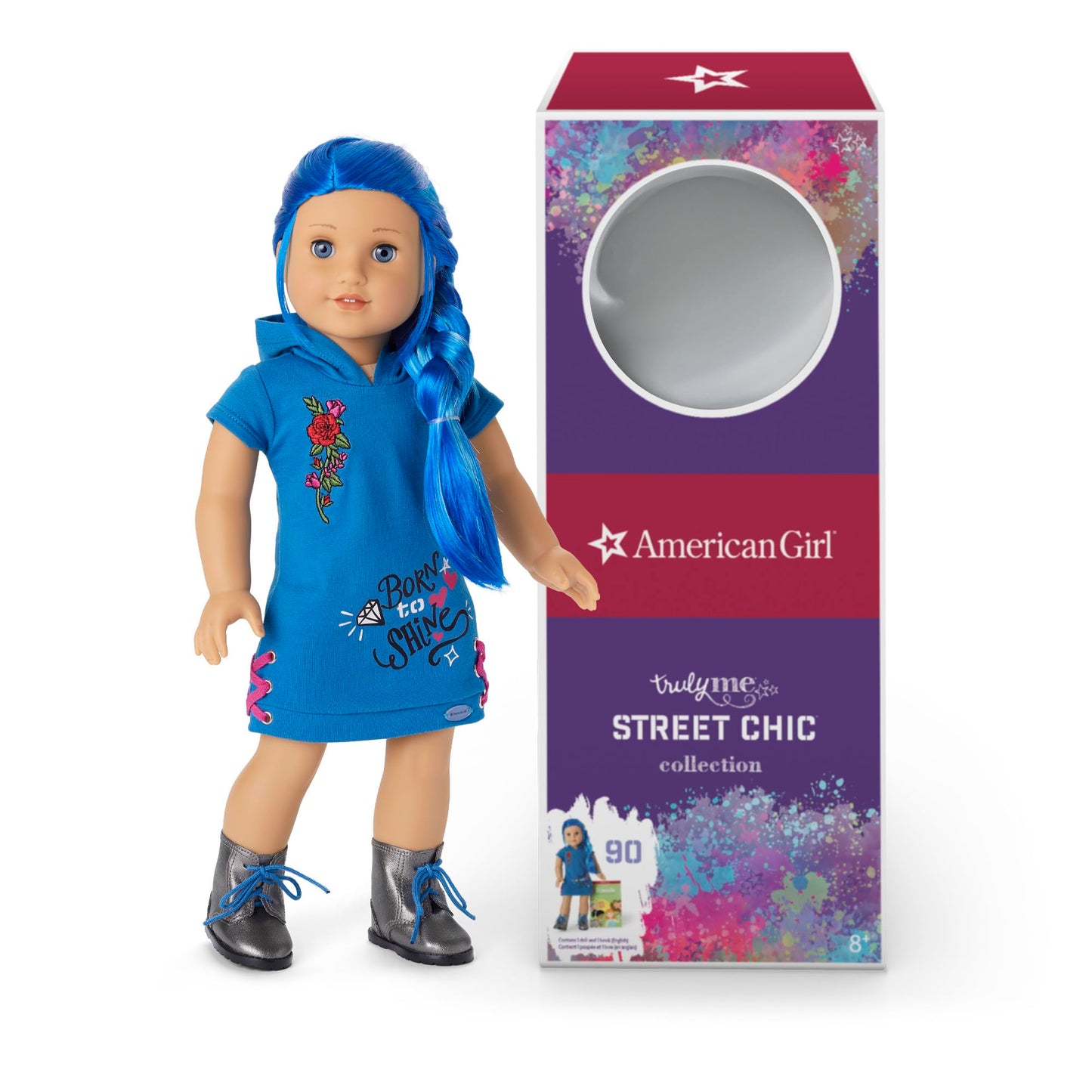 American Girl 18-inch Truly Me Doll #90 - Blue Eyes, Long Blue Hair, Light-Medium Skin, Skater Dress, Vinyl