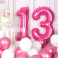 Suwen 40 Inch Hot Pink Large 13 Number Balloons Big Foil Helium Number Balloons 0-9 Jumbo Happy 13Th Mylar Birthday Party Decora