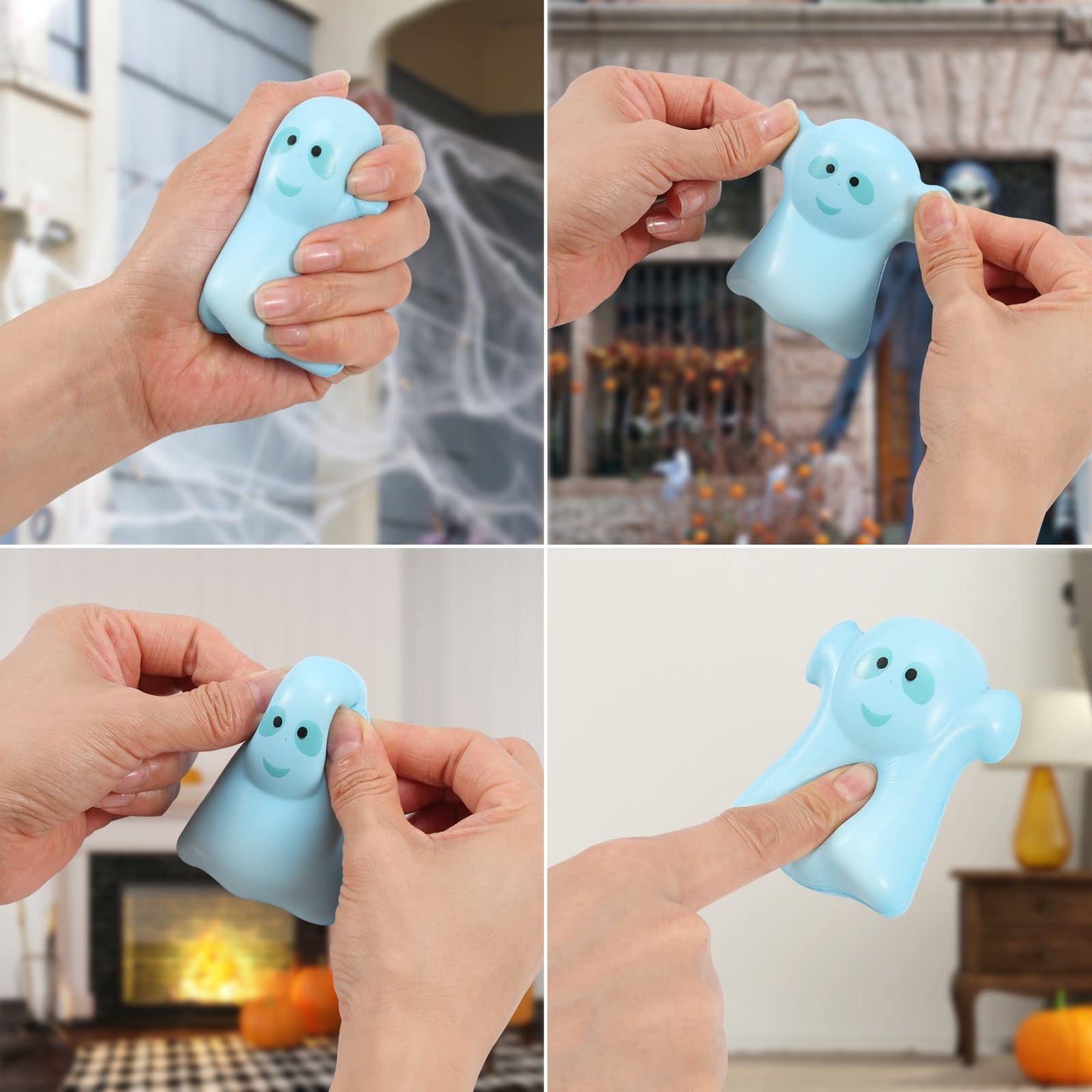 New 6 Packs-Halloween Squishies Toys Slow Rising Party Favors:Pumpkin,Zombie,Black Cat,Mummy,Vampire,Ghost Halloween Treat Bag C