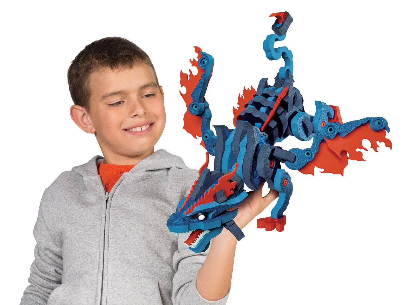 Bloco Toys Treasure Keeper Dragon | Stem Toy | Diy Building Construction Set (240 Pieces), Grey, Blue, Orange
