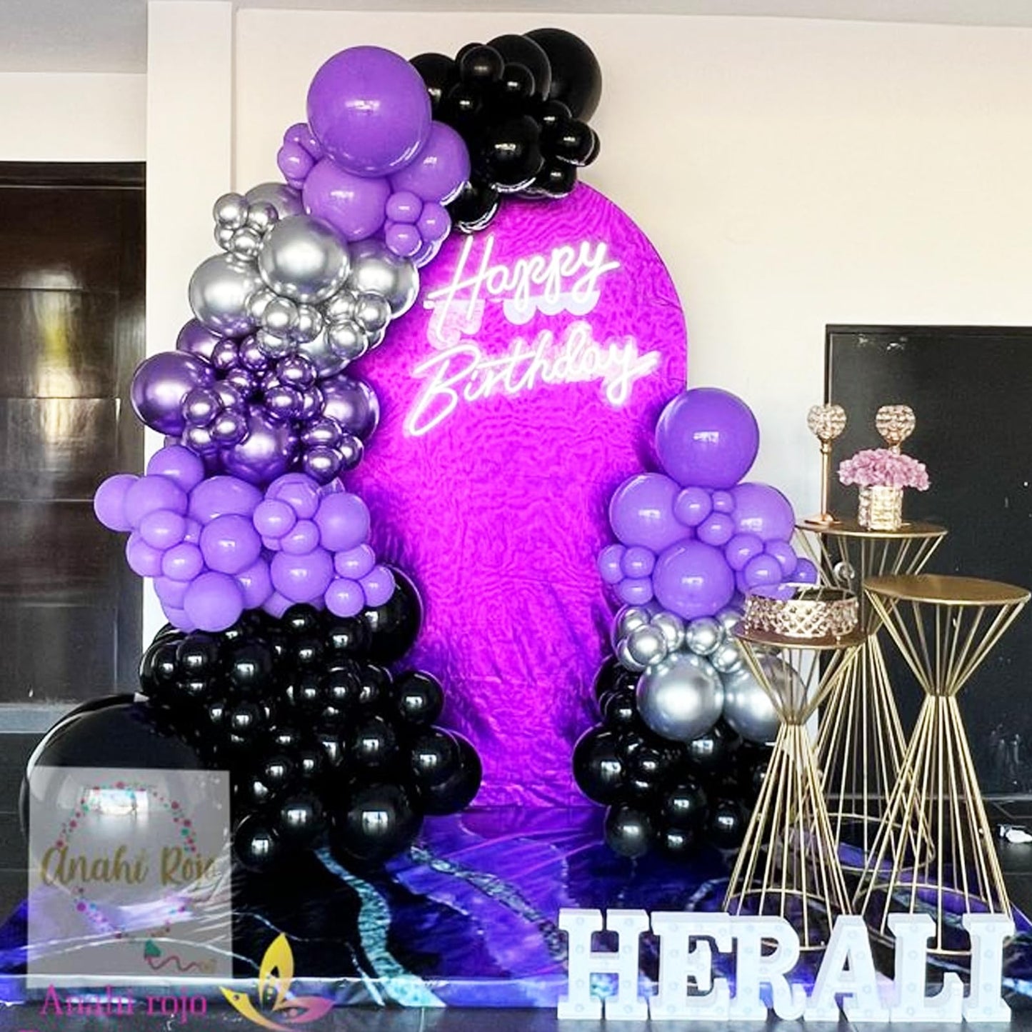 Purple And Black Balloons, 12 Inch Metallic Purple Dark Purple Black Balloons With Purple Confetti Latex Balloons For Halloween