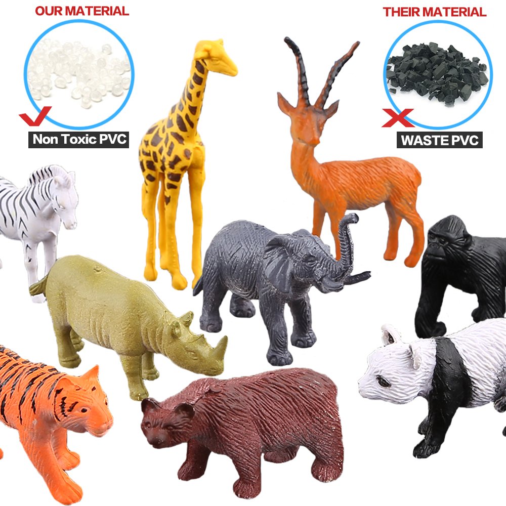 ValeforToy 54-Piece Mini Jungle Animal Figure Set, Realistic PVC Toys for Kids, Multicolor, Learning Party Favors