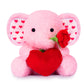 Jizwpoom Valentines Plush - Elephant Stuffed Animals For Kids, Cute Pink Heart Elephant Plush Toy For Holiday, Valentines Day Gi