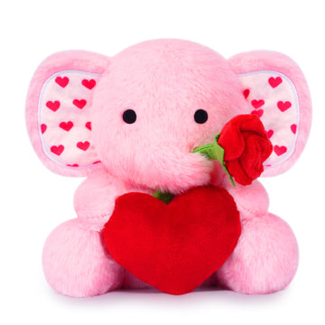 Jizwpoom Valentines Plush - Elephant Stuffed Animals For Kids, Cute Pink Heart Elephant Plush Toy For Holiday, Valentines Day Gi