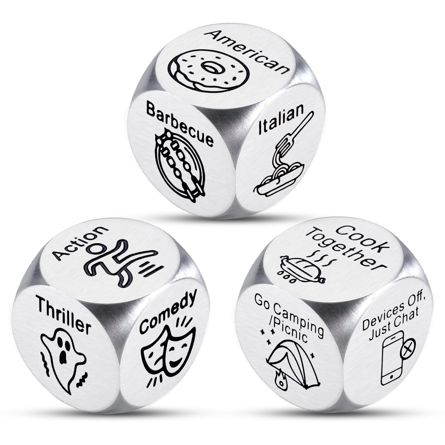 3PCS Food Decision Dice Bridesmaid Gifts for Wedding Bachelorette Party Games for Bride Bridal Shower Gifts 50th 11th Anniversar