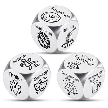 3PCS Food Decision Dice Bridesmaid Gifts for Wedding Bachelorette Party Games for Bride Bridal Shower Gifts 50th 11th Anniversar