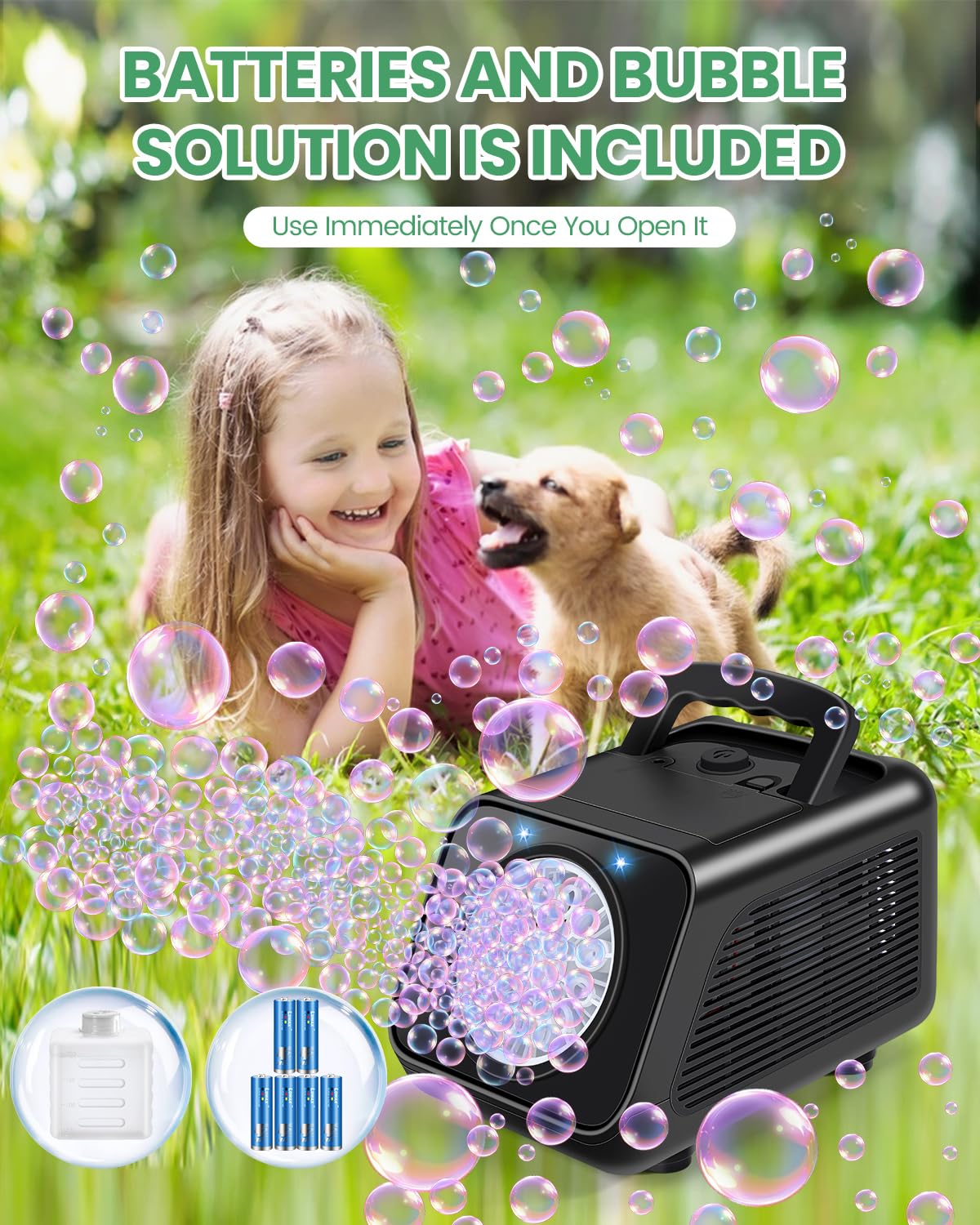 Bubble Machine Automatic Bubble Blower For Kids: Battery Operated Bubble Maker For Toddlers 1-3 | 20000+ Bubbles Per Min Contain