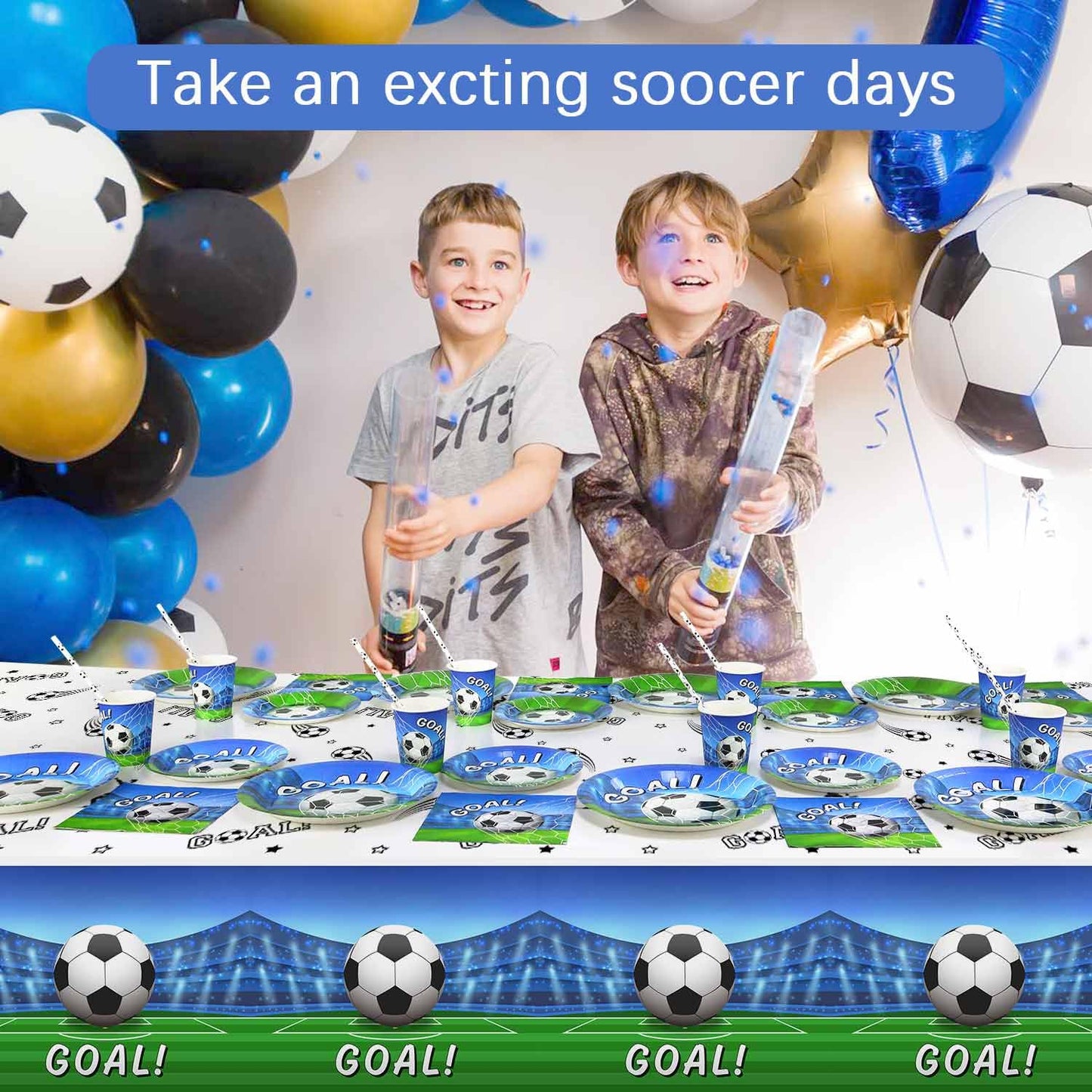 Heboland 3 Pieces Soccer Party Table Cloth,Large Size 54 x 108 Inch Rectangular Soccer Tablecloth Plastic Table Cover for Men Bo