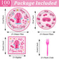 100 Pcs Pajama Party Supplies Sleepover Party Supplies For Girls Sleepover Paper Plates Napkins Spa Slumber Party Tableware Set