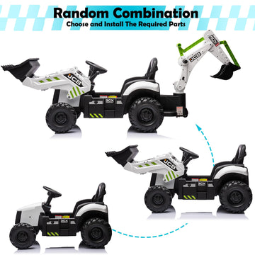 Neechipro 24V 3 In 1 Ride On Tractor, Excavator & Bulldozer For Kids, Licensed Jcb Electric Vehicle W/Remote Control, Front Load