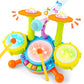 Equipagecart Baby Drums Set Toys For 61218 Months, Musical Toy With 2 Sticks Microphone, 3 Drums, Sound And Light Effects Maki