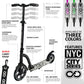 Crazy Skates Foldable Kick Scooter - Lightweight, Adjustable Handlebars, NYC Black Model for Adults, Teens & Kids