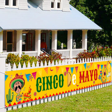 Large Cinco De Mayo Banner, Mexican Fiesta Party Supplies Decoration, Cinco De Mayo Party Supplies, Baby Shower Party Banner (Co
