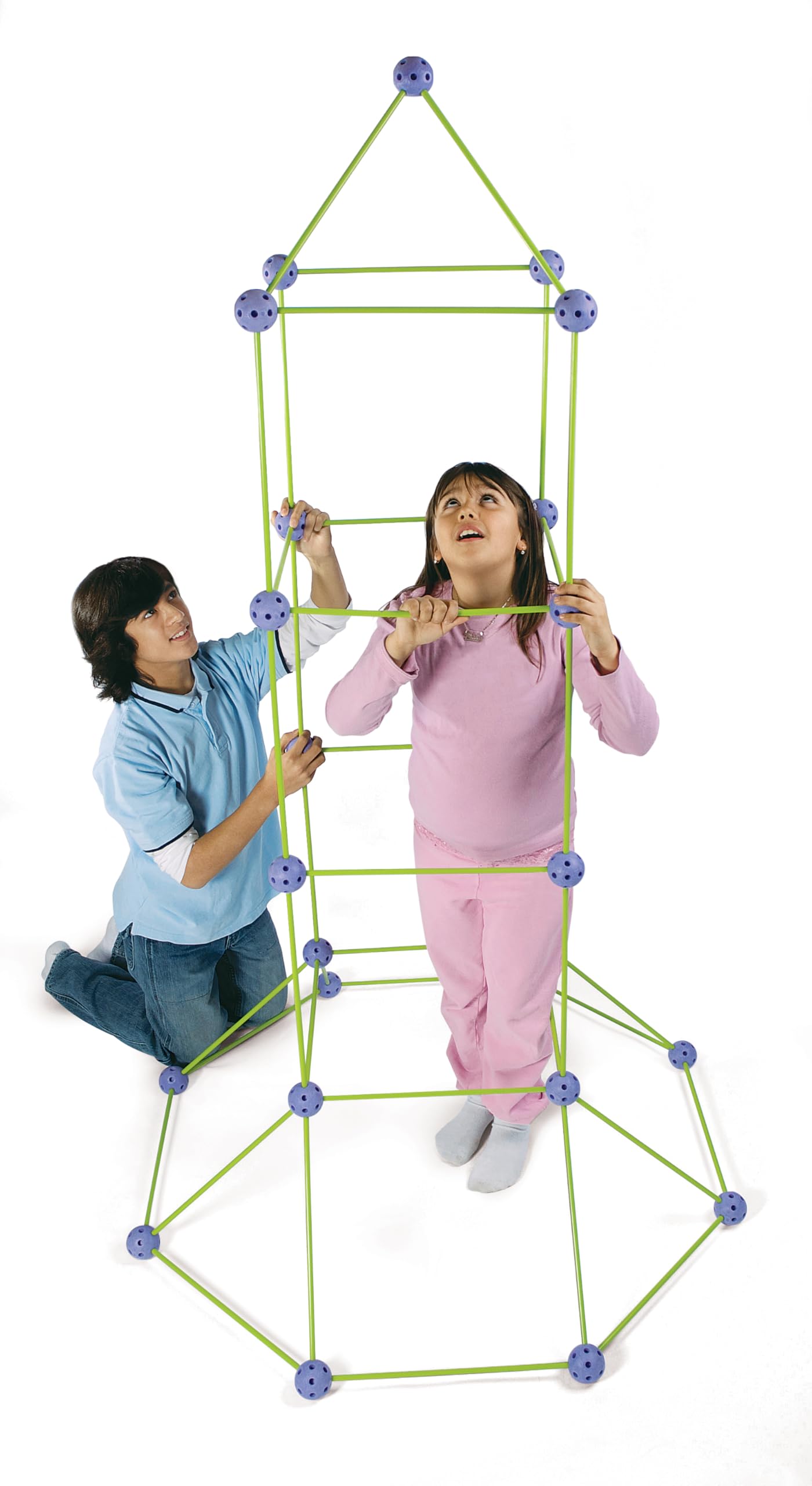 Crazy Forts! 69 Piece Buildable Indoor/Outdoor Play Fort Playset, Diy, Build Your Own, Steam Toy , Purple