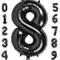 40 Inch Number 8 Balloon, Giant Black 8 18 28 80 Birthday Balloons For Men Boys, 8Th Birthday Decorations Party Supplies, Weddin