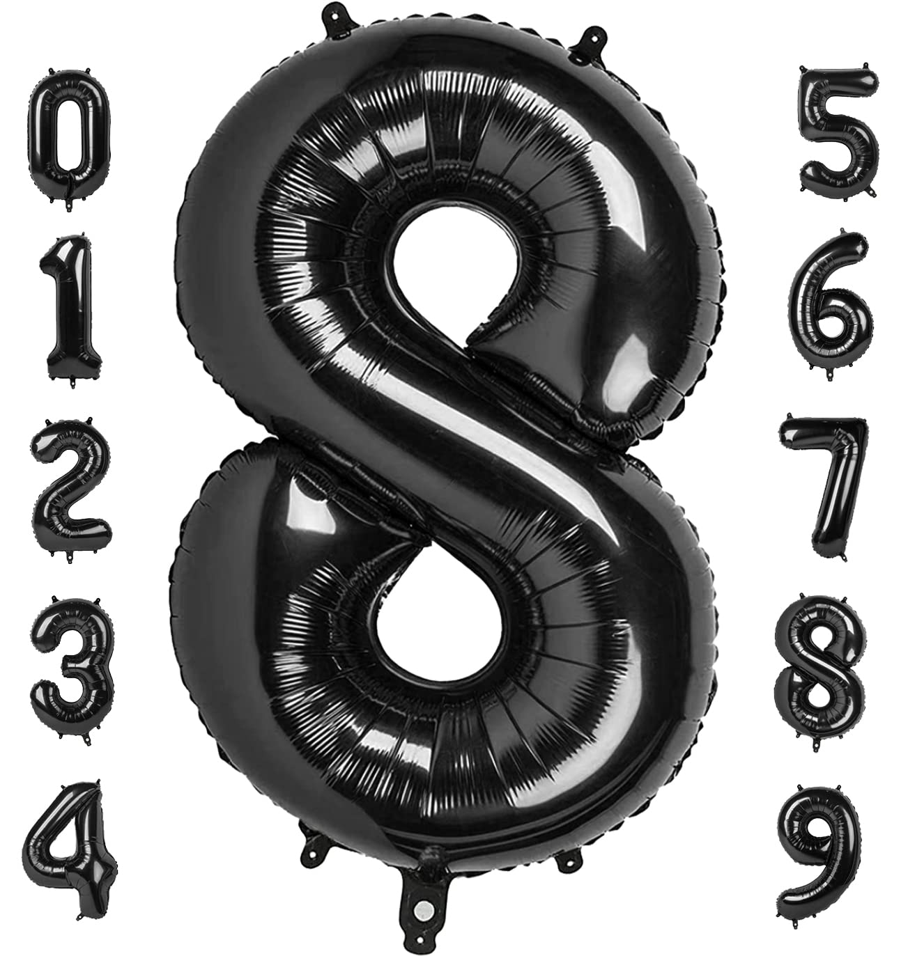 40 Inch Number 8 Balloon, Giant Black 8 18 28 80 Birthday Balloons For Men Boys, 8Th Birthday Decorations Party Supplies, Weddin