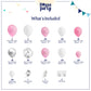 House Of Party Pink And White Balloons Garland Kit 158 Pcs - Pink, Silver Metallic, Silver Confetti Balloon Arch | White And Hot