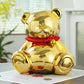 SOBEIT 7.36inch Bear Piggy Bank | Cute Bear Coin Bank | Shiny Plating Craftsmanship | Meticulous Details | Ceramic Bear Money Bank for Kids Girls Boys mature-themed(Gold/6.88 L x 5.62 W x 7.36 H)