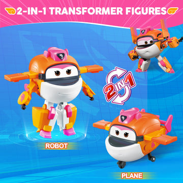 Super Wings Transformable Toys, 5 In Tiki Airplane Transforming Figures Toys, 2 In 1 Mode Rescue Bots Action Figure Toys For 3-5