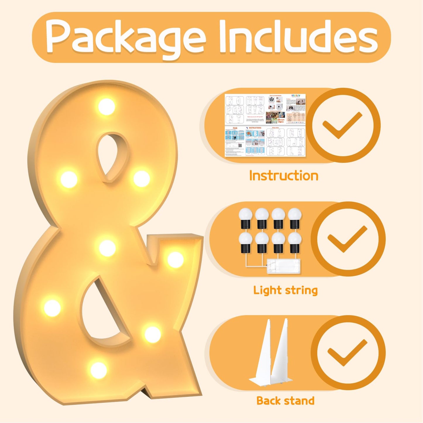 Imprsv 3Ft Marquee Light Up Letters K, Large Light Up Letters, Big Marquee Letters For Party Decorations Baby Shower Anniversary