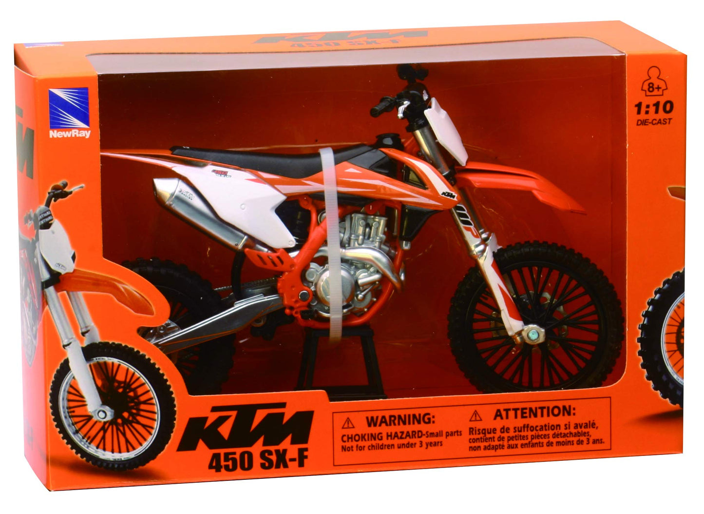 Ktm 450 Sx-F Dirt Bike Orange And White 1/10 Diecast Motorcycle Model By New Ray