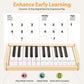 Oathx Kids Piano Keyboard, 25 Keys Digital Piano Toys With Drum Set And Volume Adjustable, 6 In 1 Musical Instruments For Kids Toddlers Baby Children, Wooden Mini Piano Gifts For Girls Boys Ages 3+