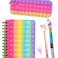 Samvardhan 5Pcs Pop It Fidget Diary Pop It Pencil Pouch With Stationery Unicorn Pen, Pencil And Desinger Eraser Birthday Gift Se