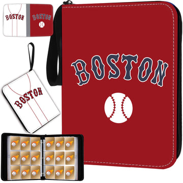 Baseball Card Binder With Sleeves 900 Pocket, Boston Baseball Trading Card Holder Baseball Collector Album Sports Trading Card 3
